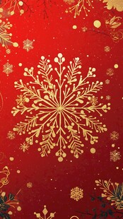 红底金雪花节日背景图