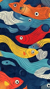 海洋鱼群的灵动图案世界