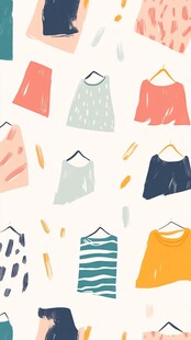 多彩手绘风格的衣物图案