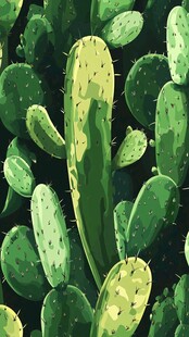 翠绿仙人掌群绘景