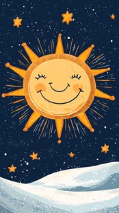 微笑太阳的梦幻夜空图景