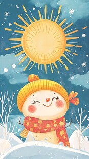 冬日暖阳下的可爱雪人