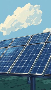 蓝天之下的太阳能光伏板