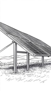 户外太阳能板装置手绘图