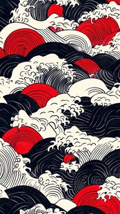 日式海浪图案 经典和风元素