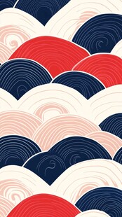日式波浪纹几何图案背景