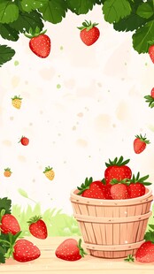 木篮中的新鲜草莓插画