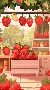 田园草莓丰收场景