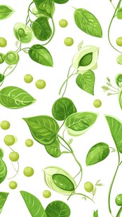 豌豆绿植无缝图案设计