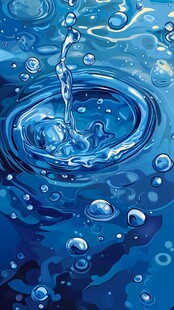 水滴落入水面的梦幻景象