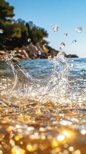 海浪溅起的璀璨水花