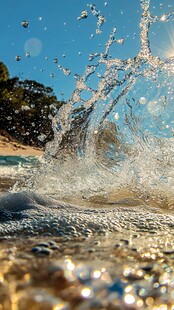 海浪飞溅的璀璨瞬间