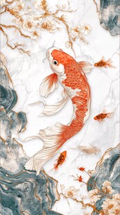 锦鲤戏于繁花流水间