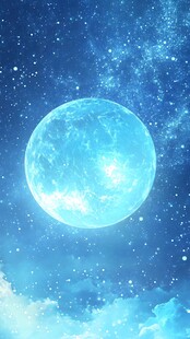梦幻蓝月悬于璀璨星空