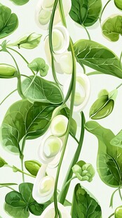豌豆藤蔓绿叶清新图案