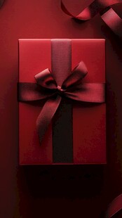 红色精美礼盒与丝带装饰