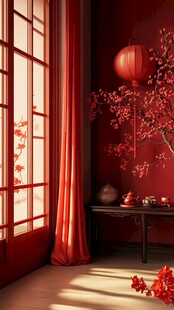 中式红韵房间的雅致景致