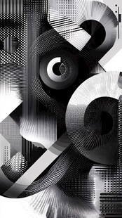 黑白几何抽象艺术图案