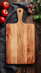 木质砧板与新鲜蔬果