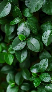 带露绿叶 清新自然的生机