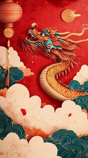 祥龙贺岁 中式祥瑞图景