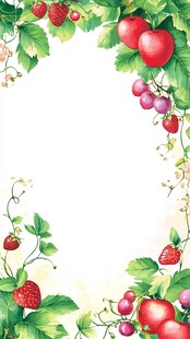 草莓藤蔓环绕的清新边框