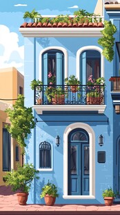 蓝色梦幻小屋的浪漫风情