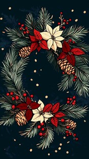 圣诞花环装饰图案设计