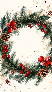 圣诞松枝花环装饰图