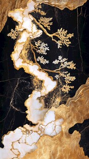 黑金大理石上的金枝玉叶