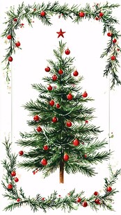 圣诞装饰圣诞树边框插画