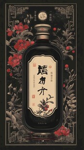 复古中式风格的白酒包装图
