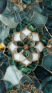 绿金花纹艺术瓷砖图案
