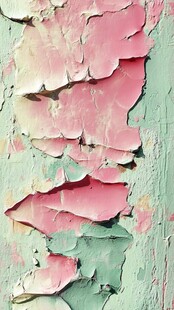 剥落的粉绿墙面纹理