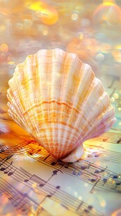 梦幻贝壳置于音乐符之上