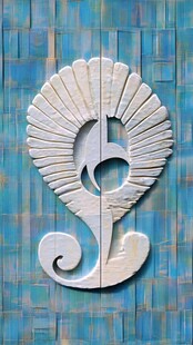 蓝色背景上的精美白色装饰