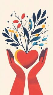 双手捧爱心 绽放生命美好