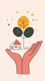 双手呵护家园与树木