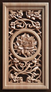 中式木雕莲花雕花装饰板