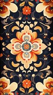 复古花卉几何图案背景