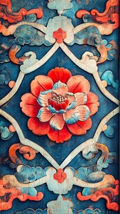 中式传统花卉浮雕装饰