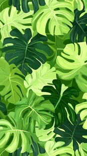 热带龟背叶无缝绿植图案