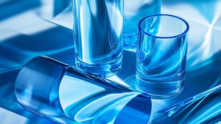 蓝色透明玻璃器皿静物图