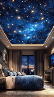 梦幻星空卧室天花板设计