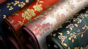 多彩中式花纹丝绸面料