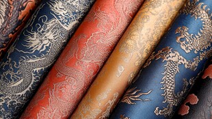 多彩龙纹传统丝绸面料