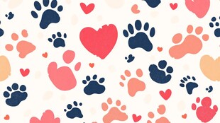 爱心爪印图案背景