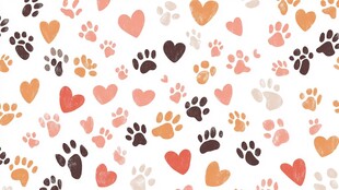 爱心爪印图案背景纹理