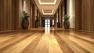 现代简约风木质走廊空间