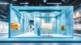 清新蓝色系室内展示空间